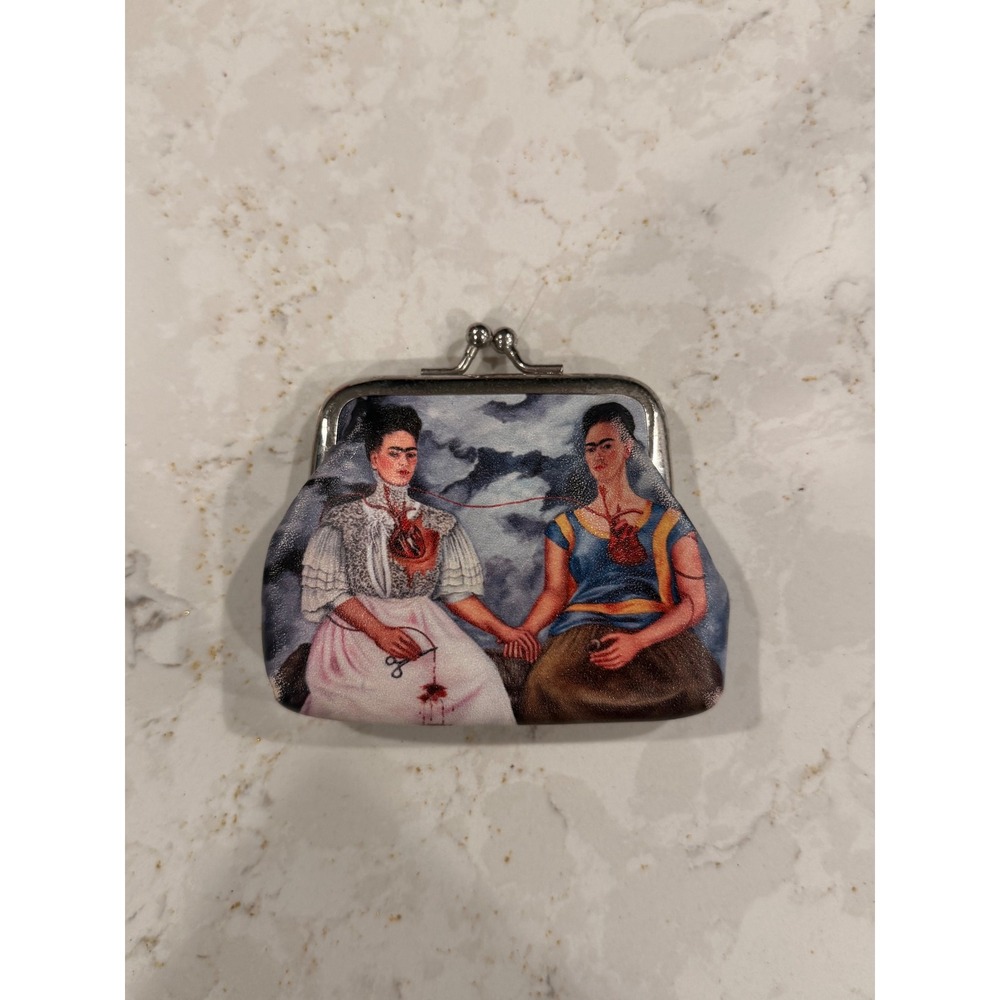 Frida Kahlo The Two Fridas Art Print Kiss‎ Lock Coin Purse Small Change Pouch